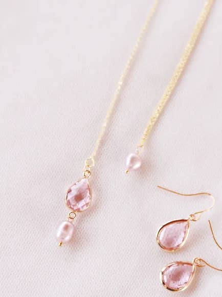 “Soline rose” crystal drop and earrings for wholesale by Lily in love