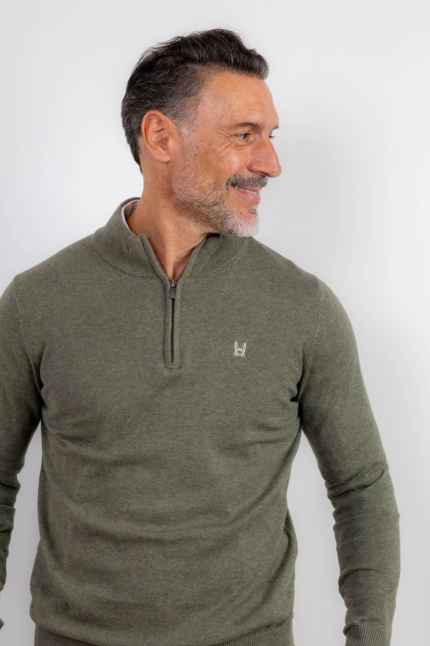 Custi Mikelo: Made in Spain - Wholesale Knit Sweater - Men's - Green Zipper Fleece Jacket2