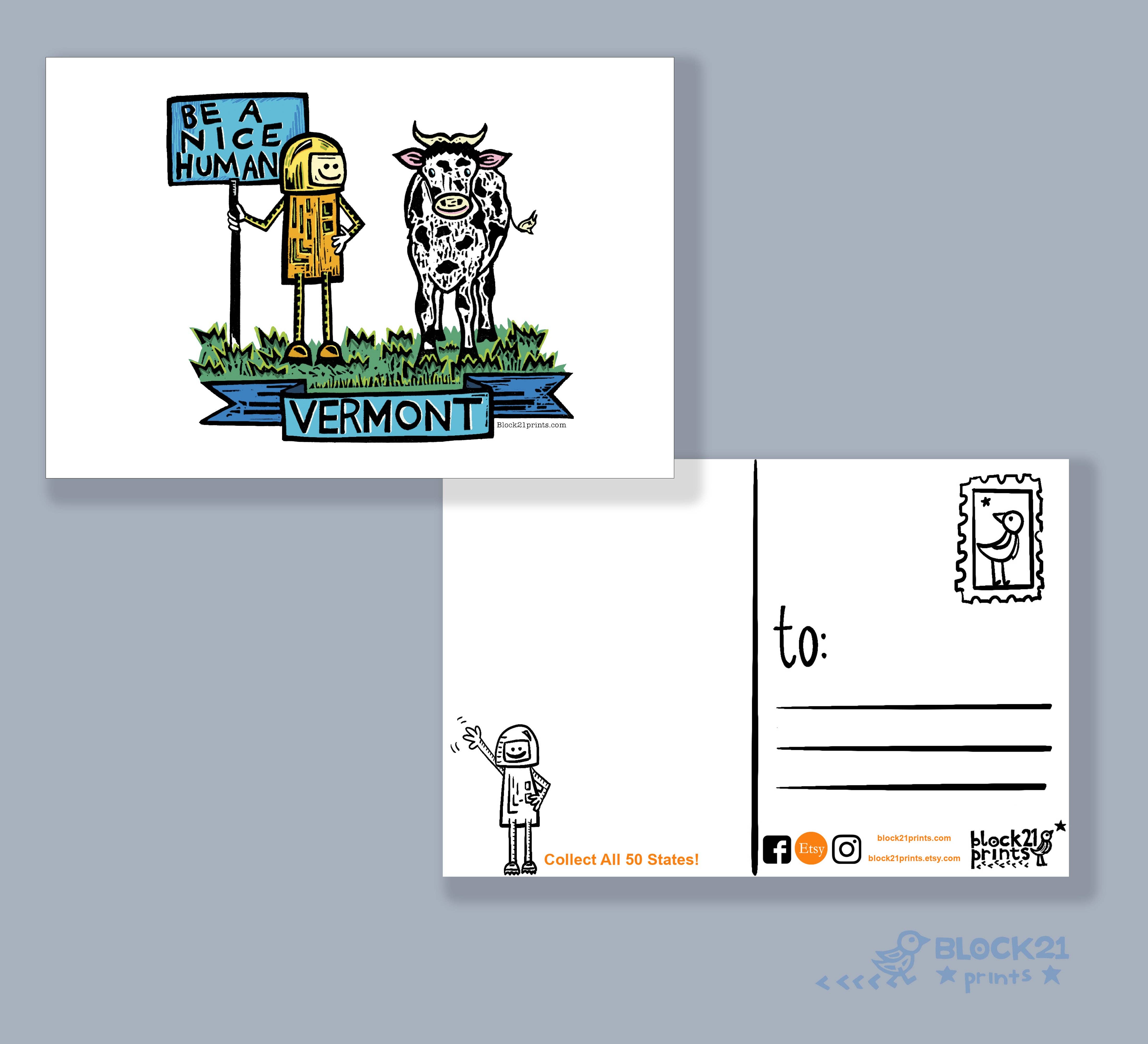 Block21Prints - Wholesale Gift Bag Set/Pack - Vermont Gift Bundle | Stickers & Postcard3