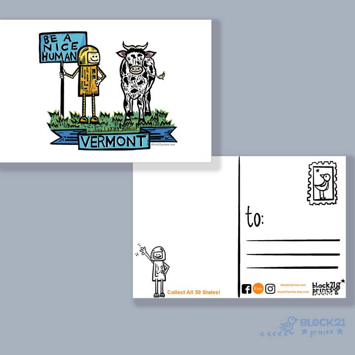 Block21Prints - Wholesale Gift Bag Set/Pack - Vermont Gift Bundle | Stickers & Postcard3