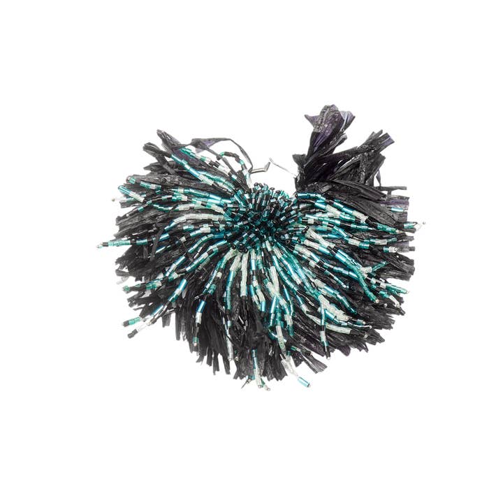 SOLARA RAFFIA EARRINGS (BLUE/BLACK) for wholesale by Onalaja