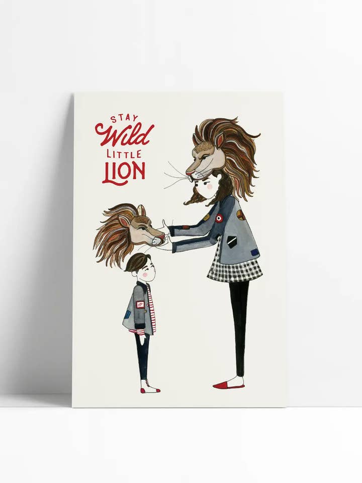mother and child lion print for wholesale by Live As Lions
