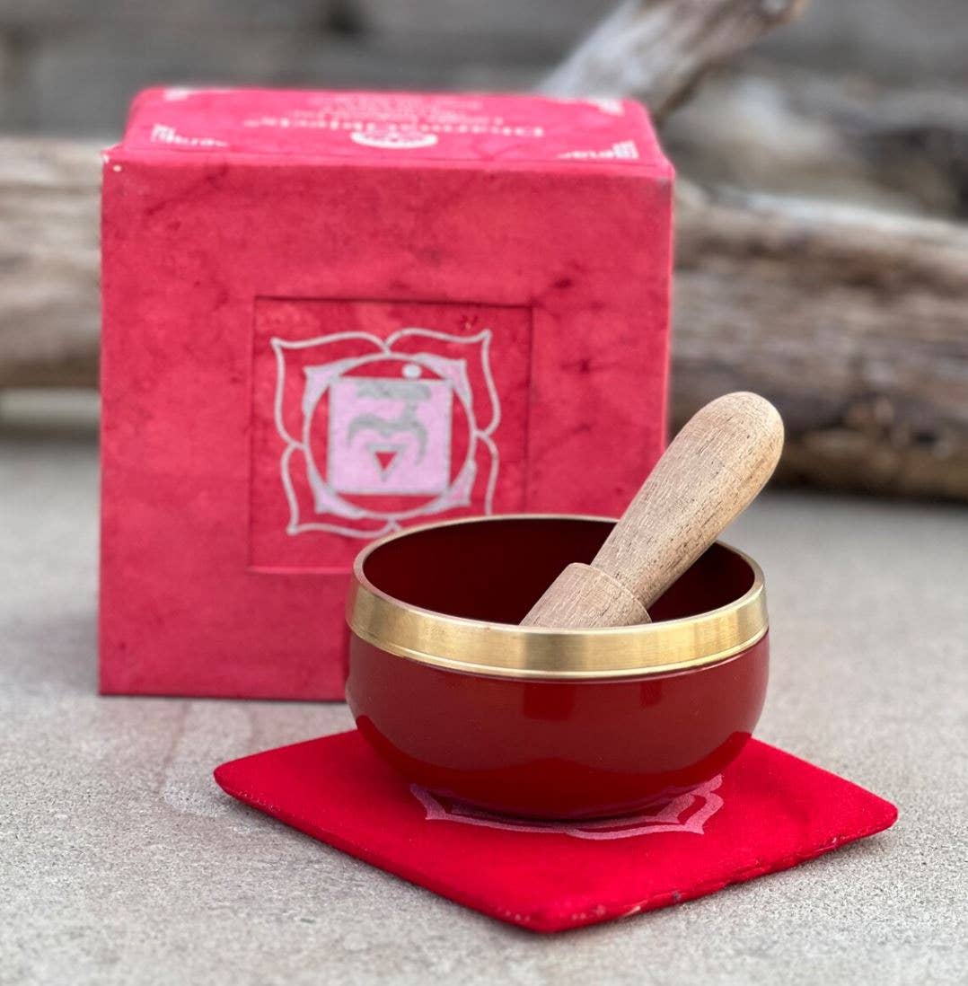 Wholesale Chakra Palm Size Singing Bowl Complete Gift Box Set for your