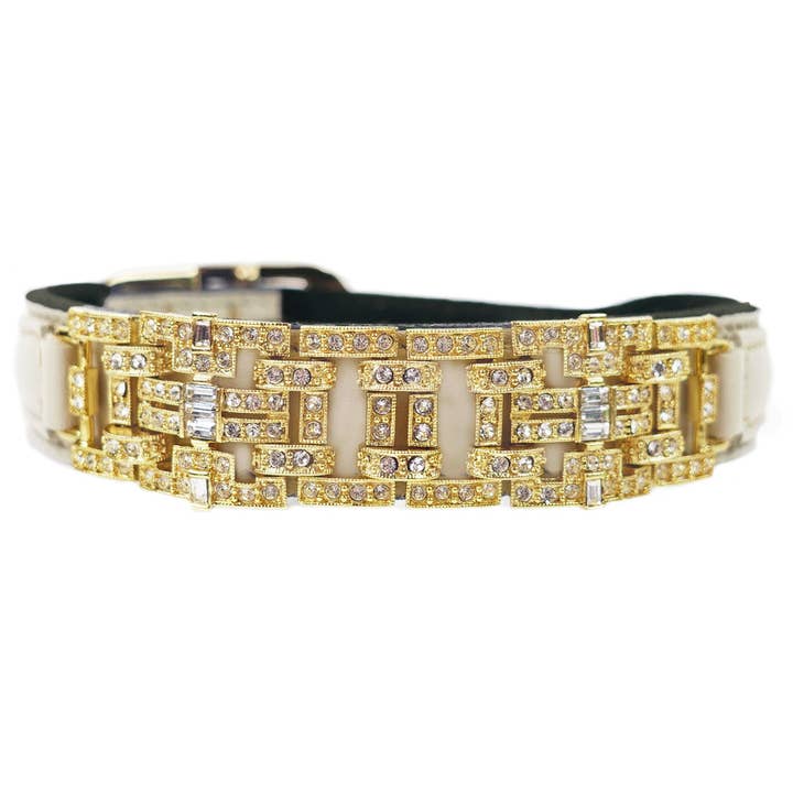 Collier Art Déco pour chien en coquille d'œuf et doré pour la vente par Hartman & Rose