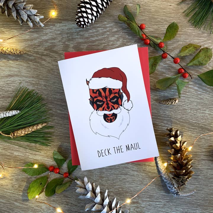 Funny Star Wars Christmas Card Darth Maul Santa for wholesale by Stone Donut Design, LLC