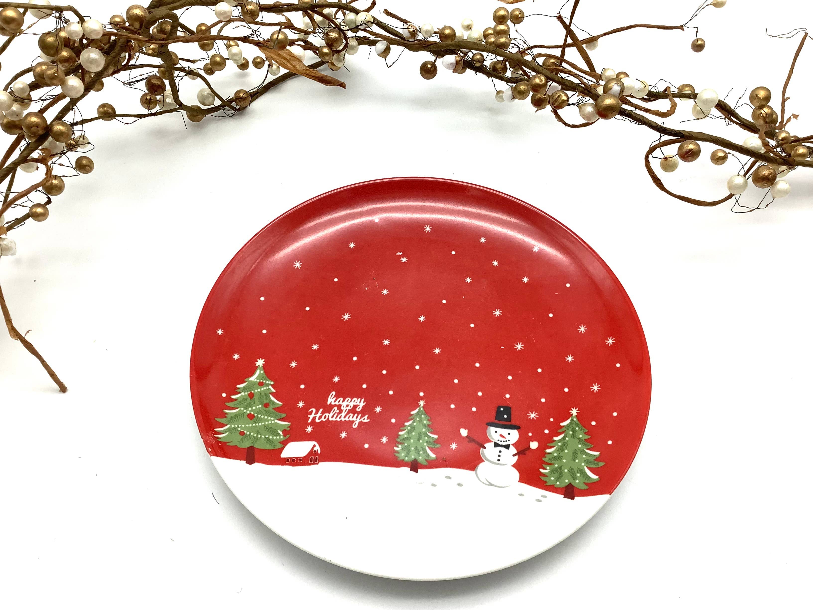 All Little Cute Things - Wholesale Salad Plate - Christmas Happy Holiday Snowman salad Cake Side Plate0