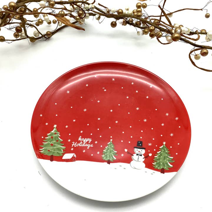 All Little Cute Things - Wholesale Salad Plate - Christmas Happy Holiday Snowman salad Cake Side Plate