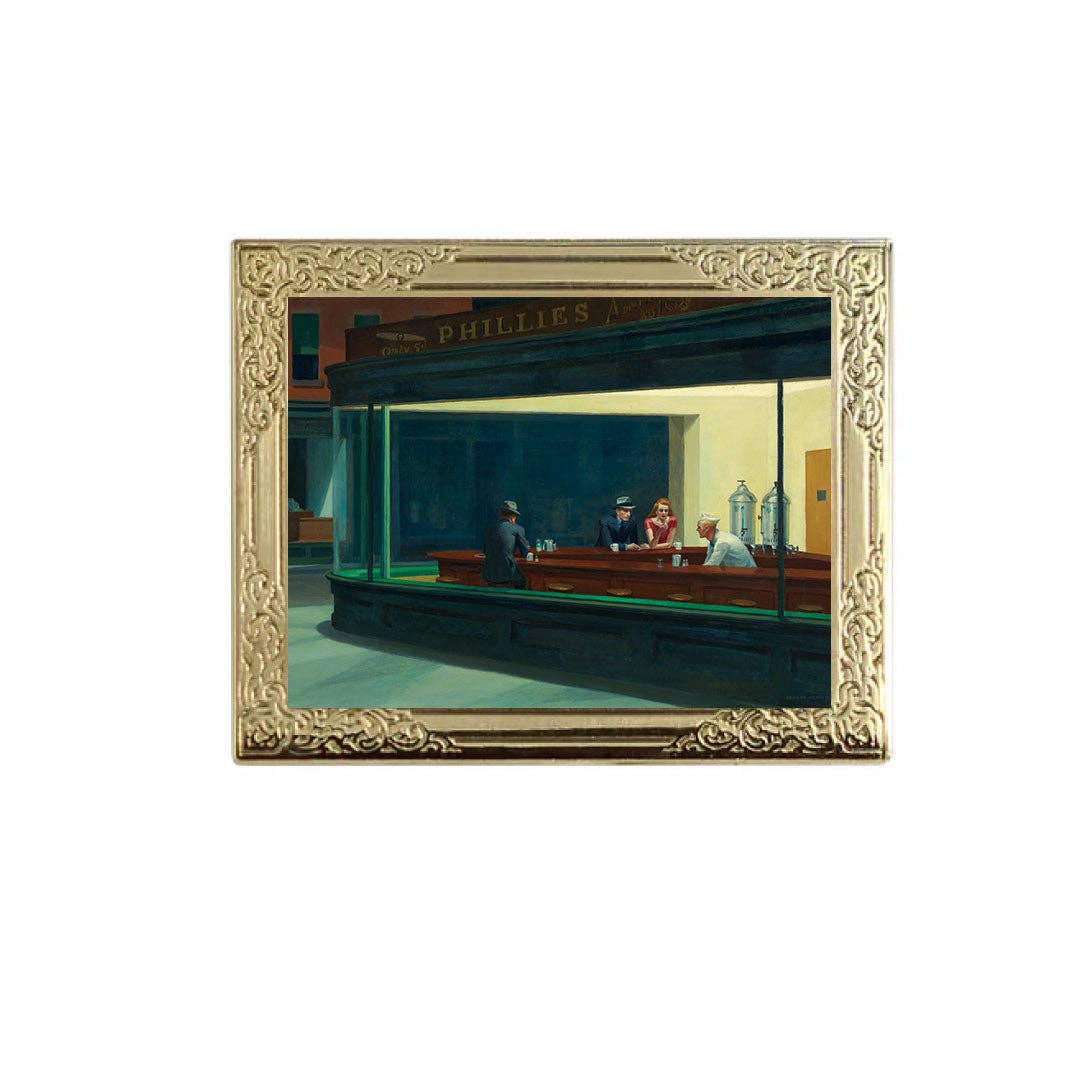 Real Sic - Vente Épinglettes/boutons - Nighthawks par Edward Hopper. Épingle à cadre d'art - Épingle de revers de musée souvenir d'art raffiné0