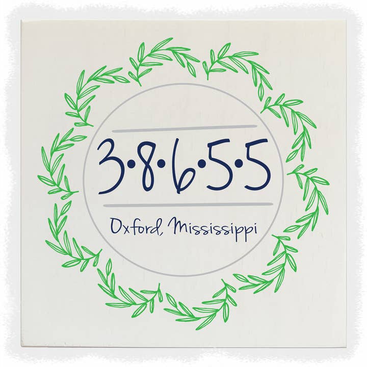 Familiar Goods - Wholesale Sign - Zip Code Wreath - 8" x 8 x 5/8"