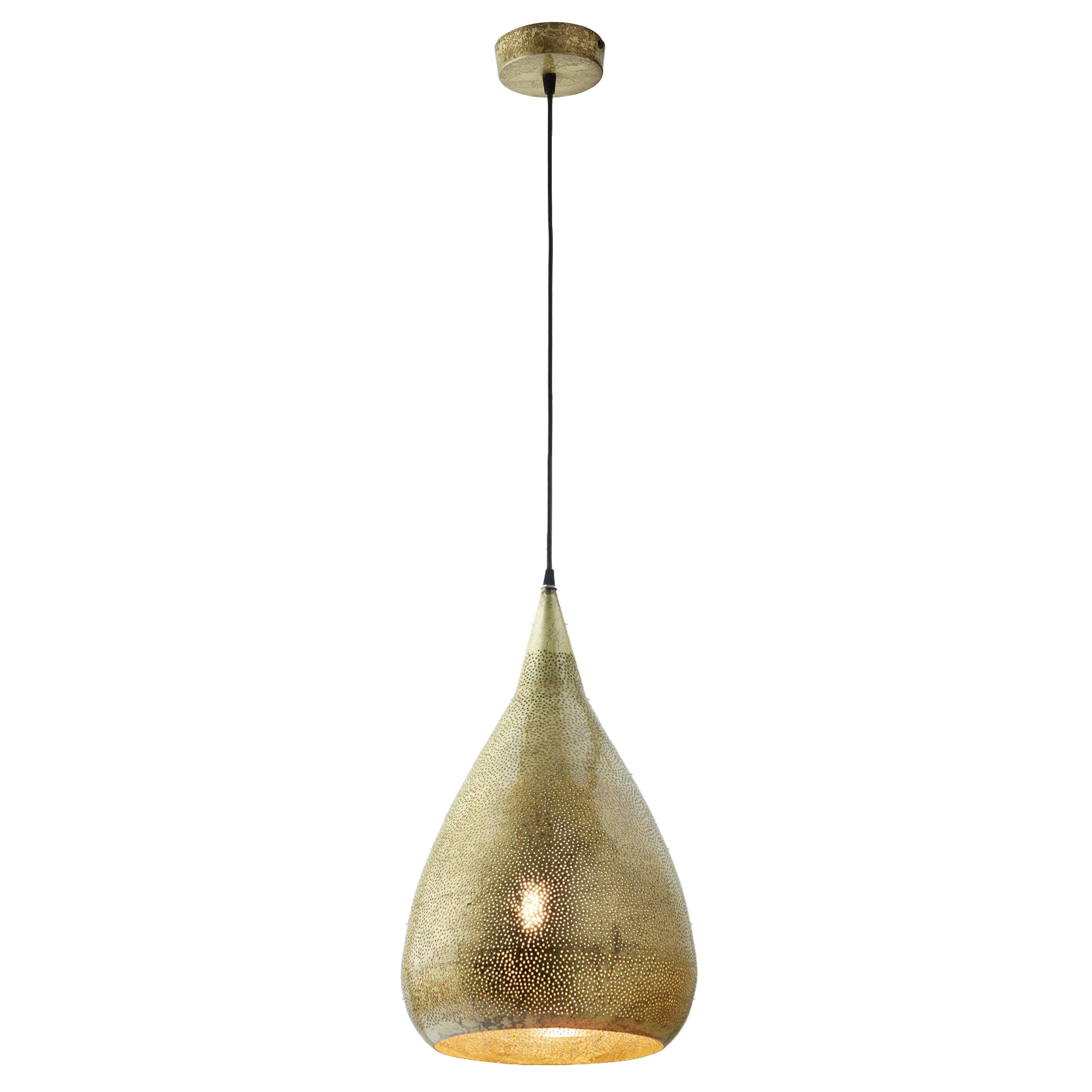 River of Goods - Wholesale Chandelier/Hanging Light - 13"W Antique Gold Punched Metal Adjustable Pendant Lamp1