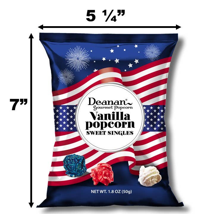 Deanan Gourmet Popcorn - Wholesale Popcorn - Patriotic - "Sweet Singles" - 100 Count