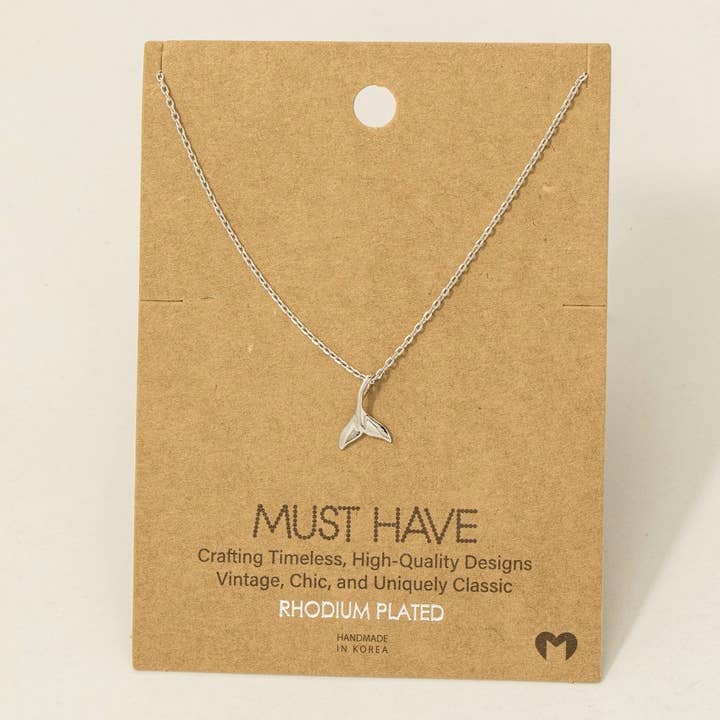 Gold Dipped Whale Tail Pendant Necklace for wholesale by Fame Accessories