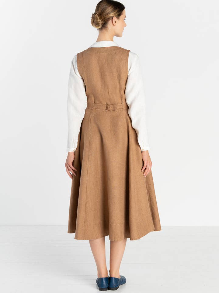 Son de Flor - Wholesale Dress - Women's - Rosa – Midi Linen Dress with Double-Button Front11