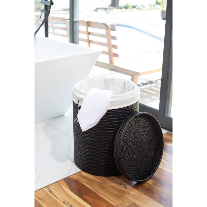 Artifacts Trading Company – Cesto de roupa suja por atacado – Cesto de Roupa Redondo de Rattan com Tampa6