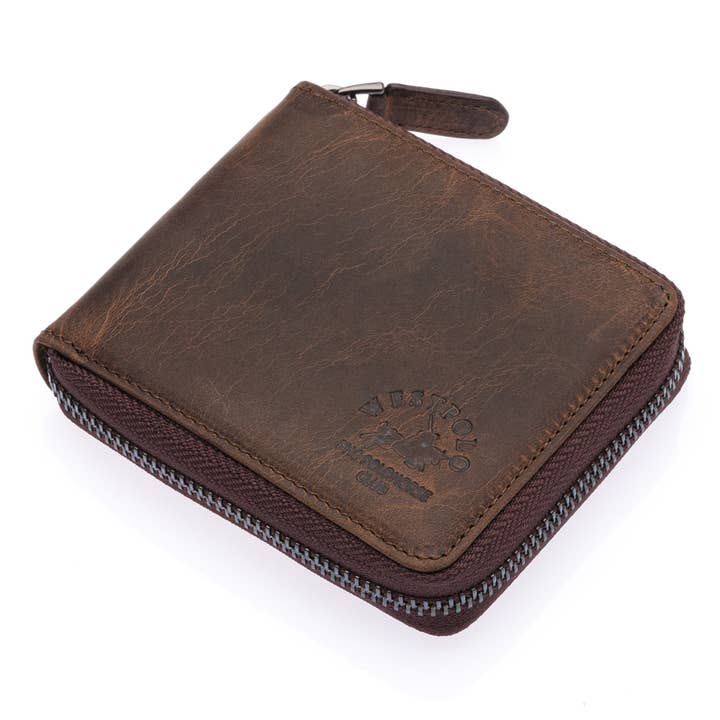 Westpolo Tiger Unisex - Portafoglio in pelle vintage invecchiata - Marrone per la vendita all'ingrosso da parte di WESTPOLO