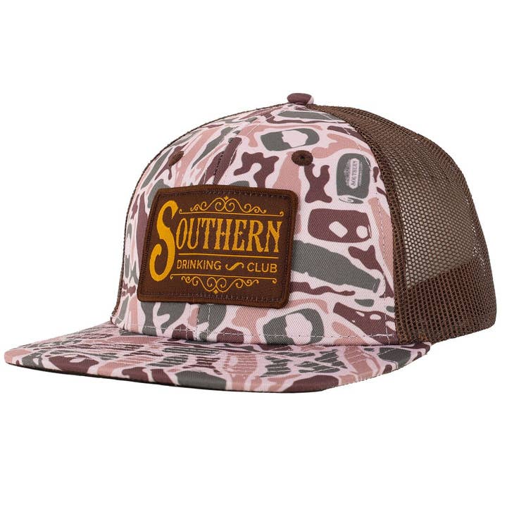 Beer Camo Snapback Hat for wholesale by Southern Drinking Club