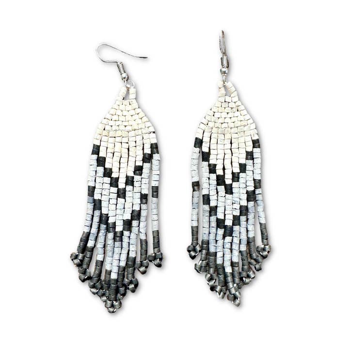 Ultra Lightweight Mini Fringe Earrings with Ombre Arrow Design for wholesale by Los Colores de la Tierra