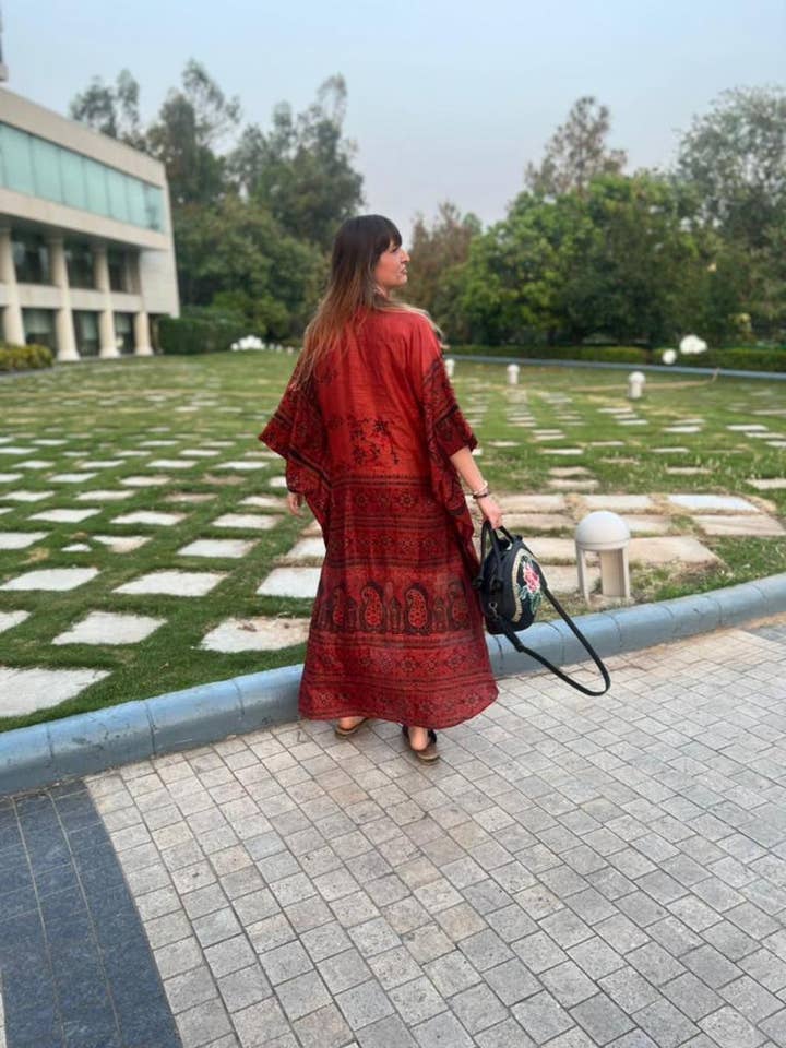 Studio Swiatlo - Wholesale Kaftan - Women's - Silk Saree Kaftan Dress - Orange Tones4