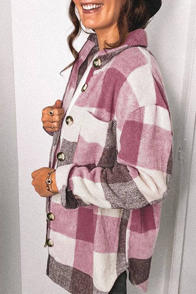 UNISHE – wholesale Shirt Jacket/Shacket - Women’s – Plaid Flannel Shacket Jacket Women TOPW12487