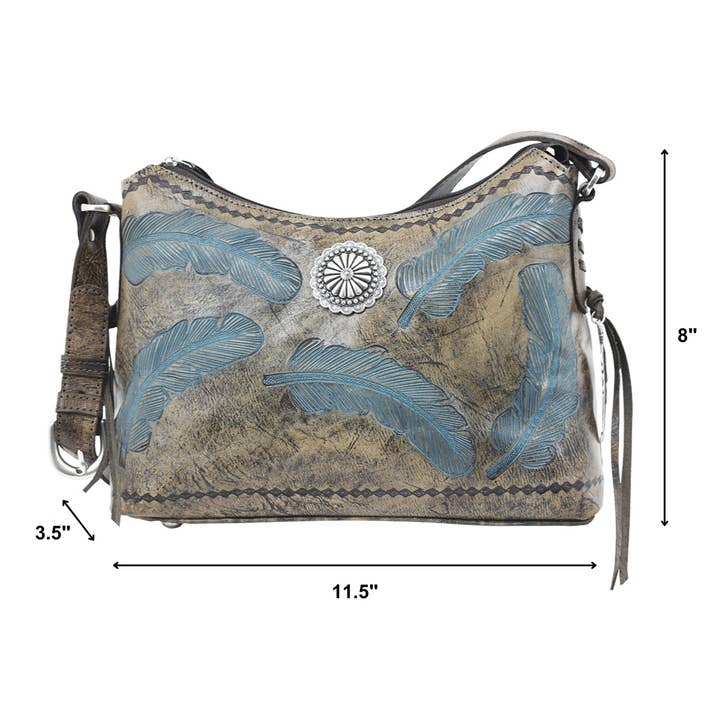 American West – wholesale Shoulder bag – women's – Sacred Bird Zip Top Shoulder Bag