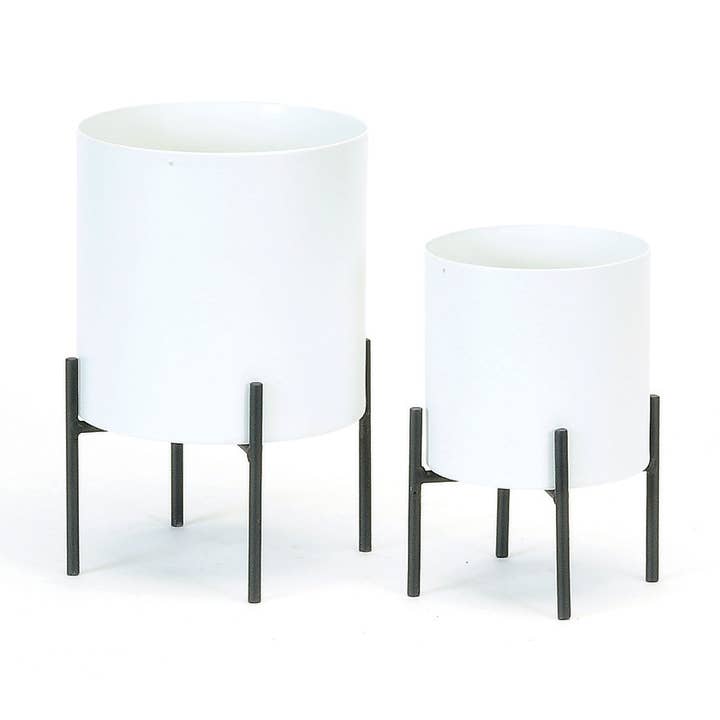 Bacon Basketware - Wholesale Plant Pot - S/2 METAL PLANTERS ON STAND0