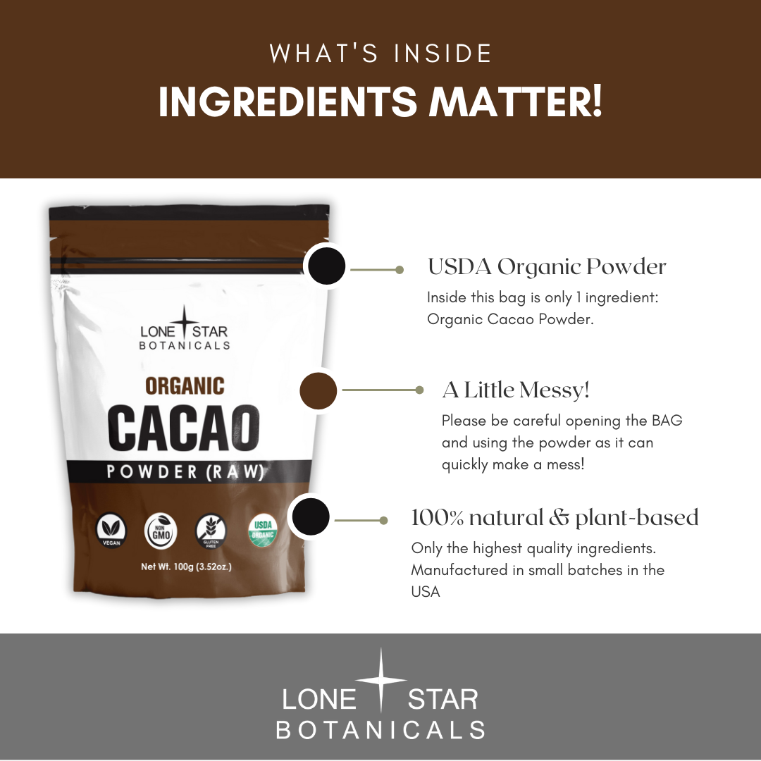 Lone Star Botanicals - Wholesale Protein/superfood powder - Organic Cacao Powder -- 3.52 oz2