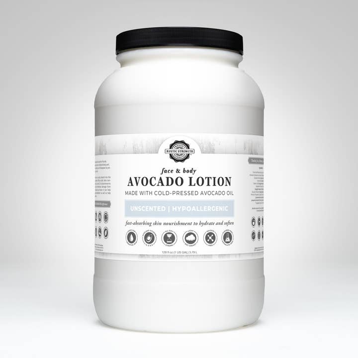 Avocado Lotion for Face & Body for wholesale by Rustic Strength