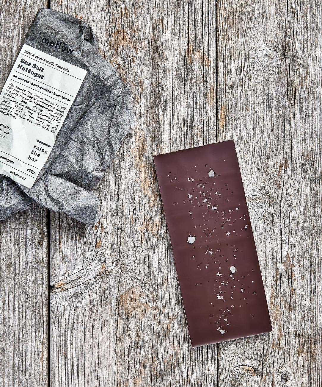Mellow Chocolate - Vente Barre chocolatée - Tablette de chocolat généreuse aux flocons de sel marin riche en minéraux Kattegat1