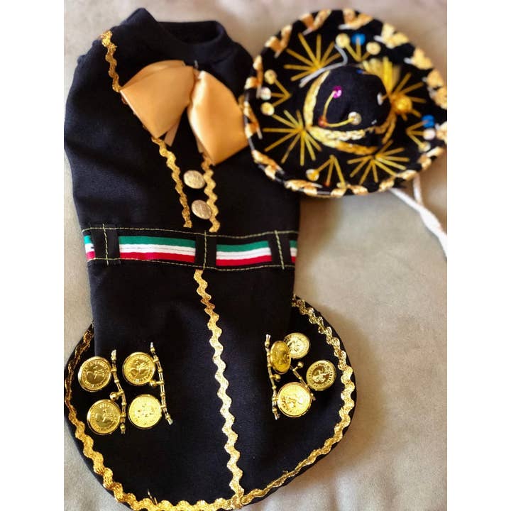 Gueyita Mexicana - Wholesale Pet Costume - Dog - Mariachi Dog Costume/Outfit - With Skirt and Black Sombrero1