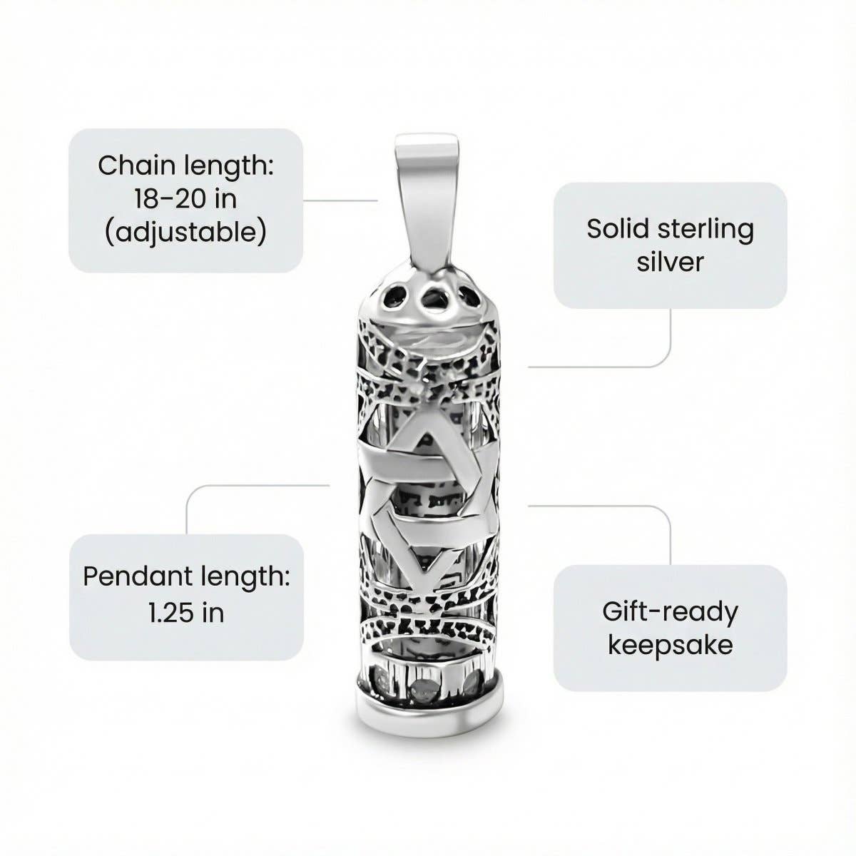ALEF BET JEWELRY - Wholesale Pendant/Charm Necklace - Star of David Mezuzah Charm Necklace and Chain2
