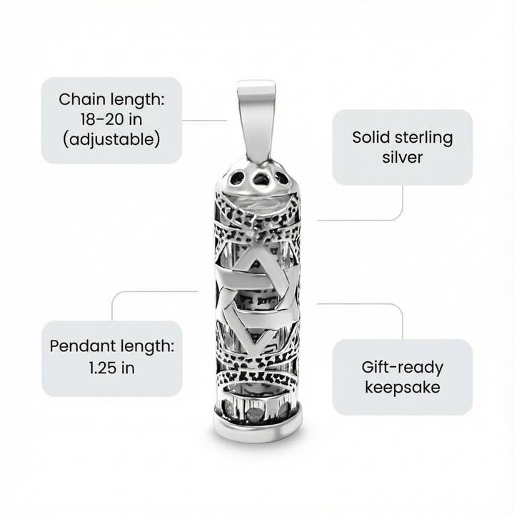 ALEF BET JEWELRY - Wholesale Pendant/Charm Necklace - Star of David Mezuzah Charm Necklace and Chain2
