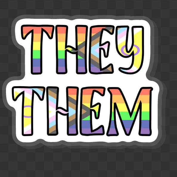 Pronoun Acrylic Pin for wholesale by Messterpieces