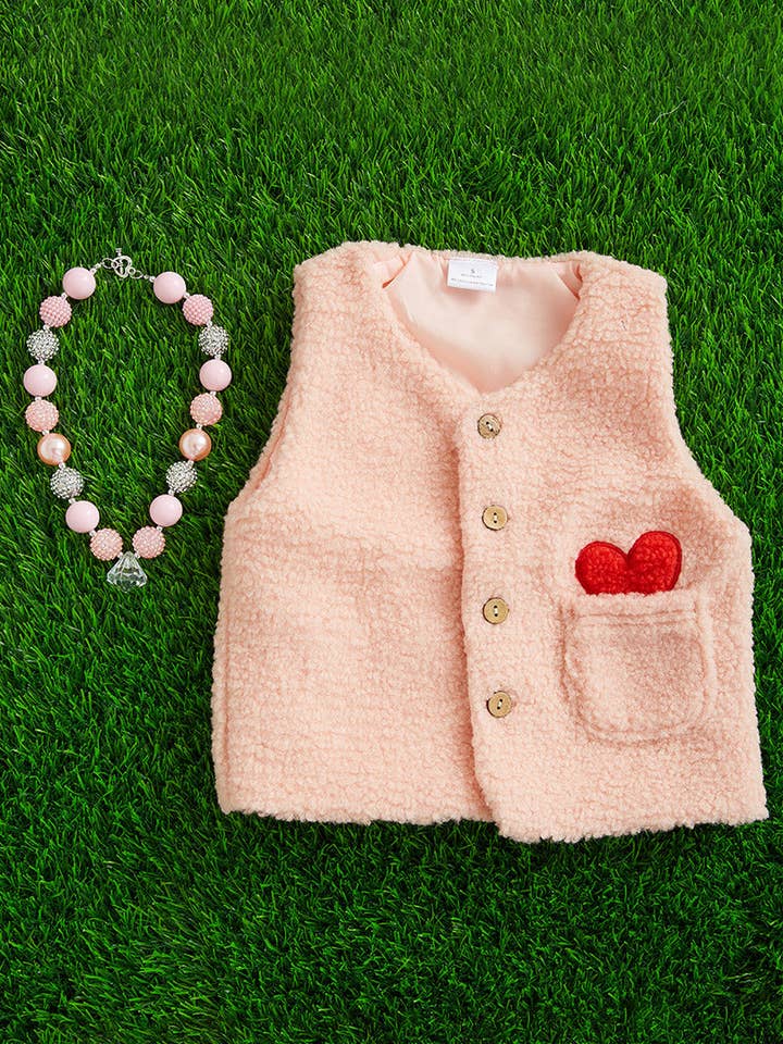 🔶PINK SHERPA VEST. TPG051723003 for wholesale by Kids Charm Online