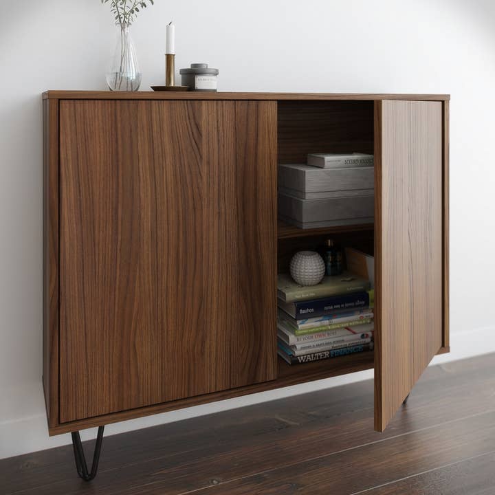 Nexera - Wholesale Cabinet - Nexera 132231 Slim 2-Door Storage Cabinet, Walnut