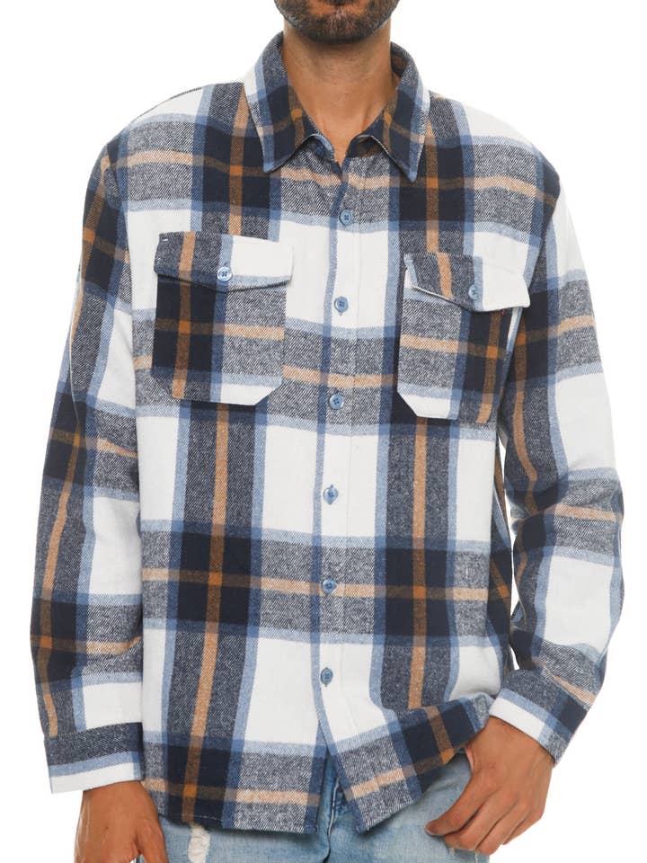 WEIV - Wholesale Shirt Jacket/Shacket - Men's - Mens Checkered Soft Flannel Shacket1