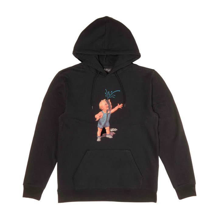 Felpa con cappuccio Baby nera per la vendita all'ingrosso da parte di AndFeelings