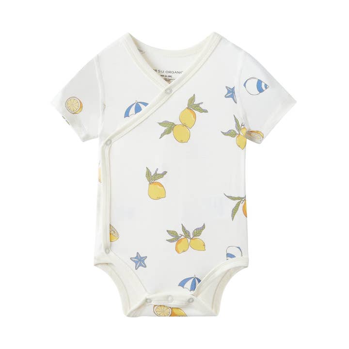 Norsu Organic - Wholesale Bodysuit (Non-Footed) - Baby - Baby Organic Kimono Short-sleeve Onesie-Lemon0