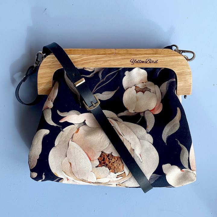 YellowBird Amelie Handbag Roses On Black Velvet for wholesale by YellowBird