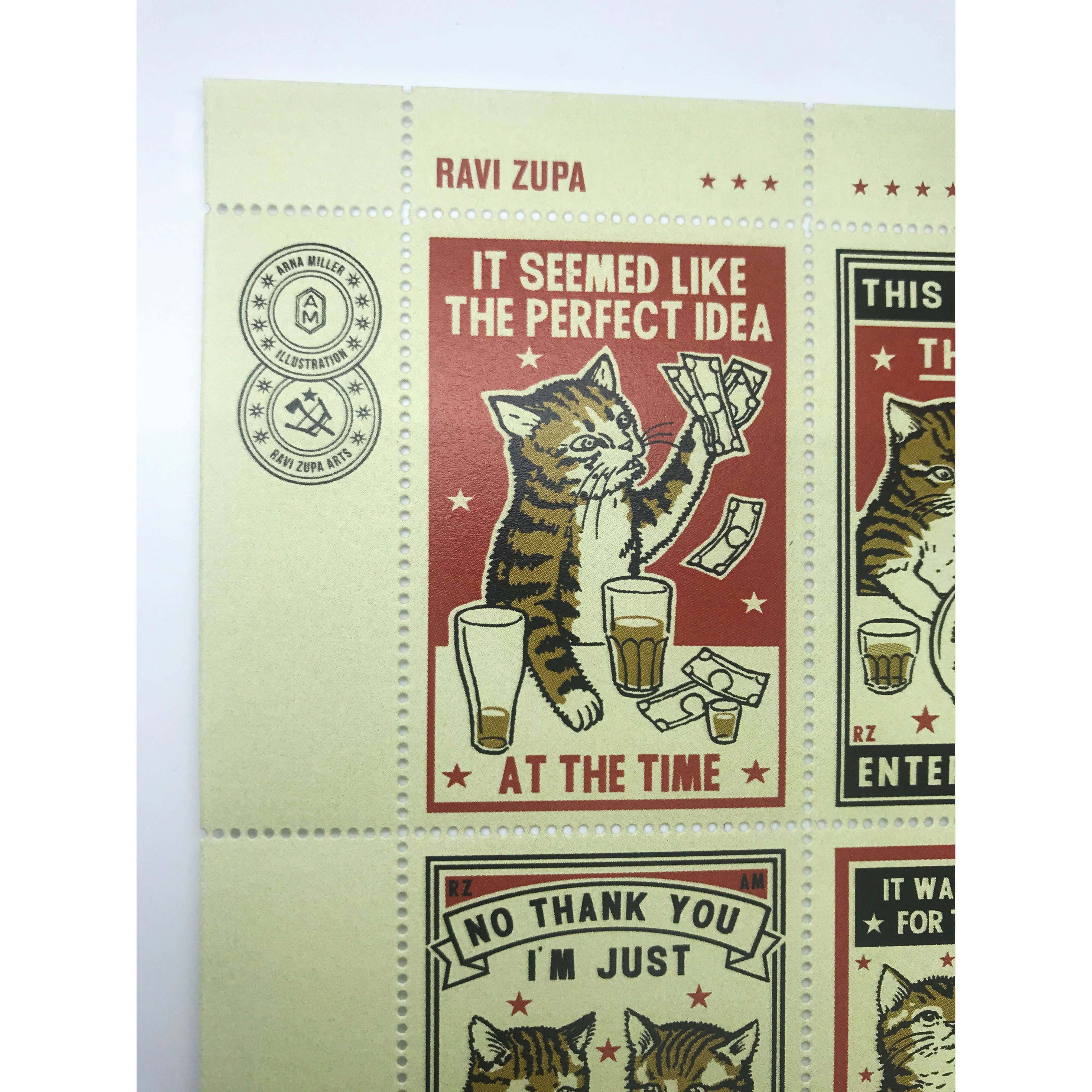 The Portland Stamp Company - Wholesale Rubber/Decorative Stamp - Drunk Cats - Lick & Stick Stamps3