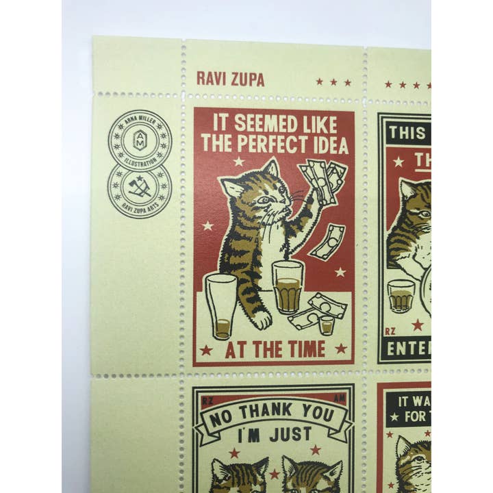 The Portland Stamp Company - Wholesale Rubber/Decorative Stamp - Drunk Cats - Lick & Stick Stamps3