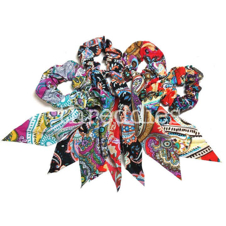 Threddies - Wholesale Scrunchie - Women's - Paisley Scrunchies with Extra Long Tails