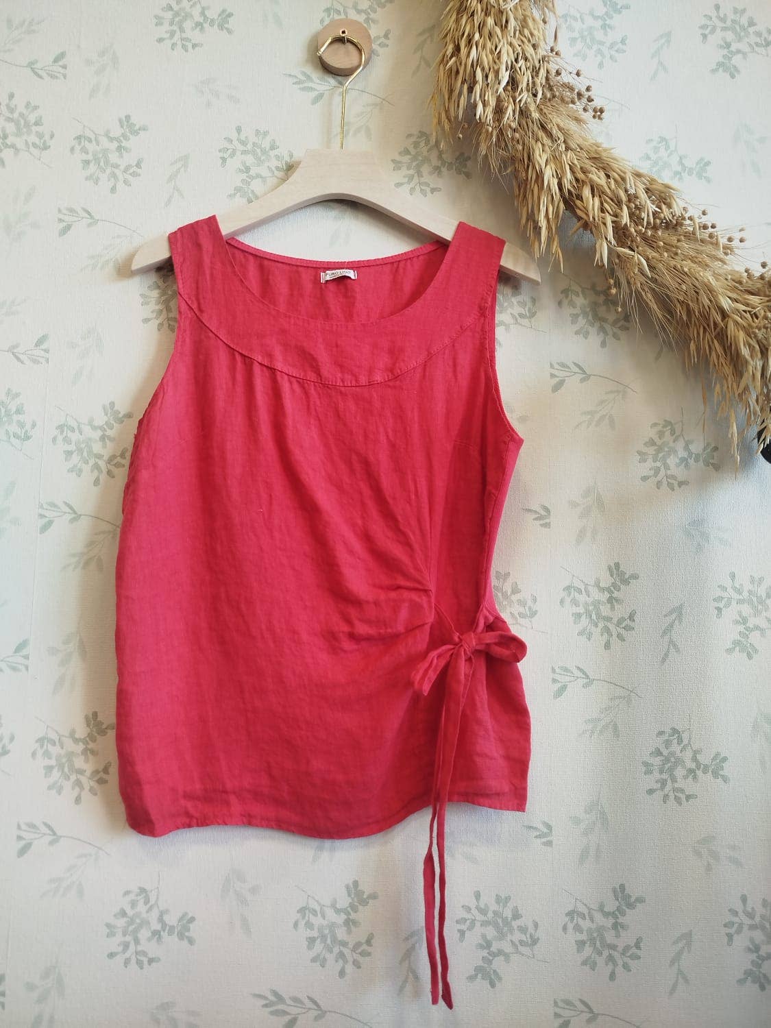 Linos y Textiles - Wholesale T-shirt (Zonder tekening) - Dames - REF: T-shirt van 100% linnen met zijstrik3