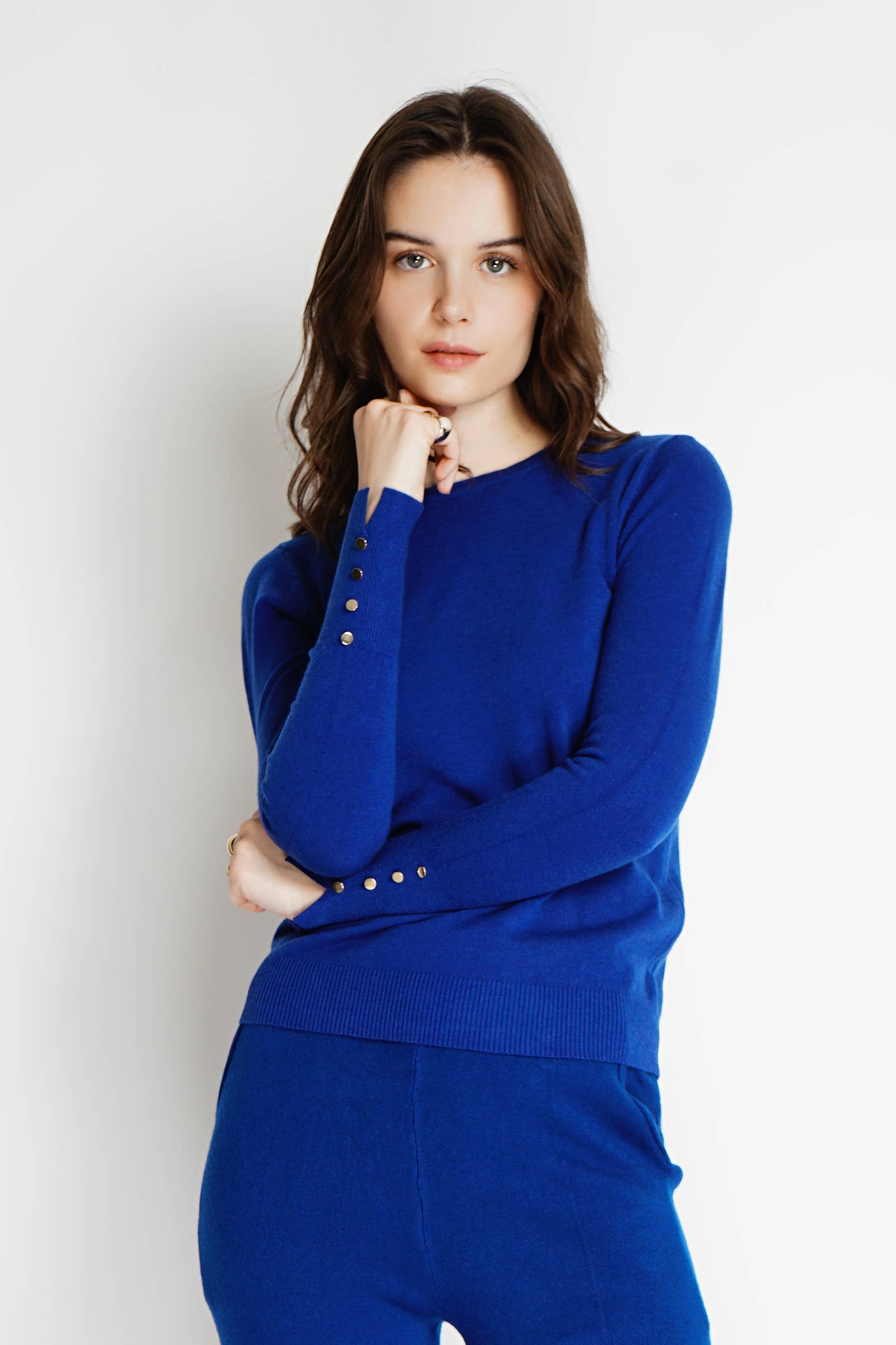 NOELINE - Wholesale Knit Sweater - Women's - Round neck fine knit sweater 252045