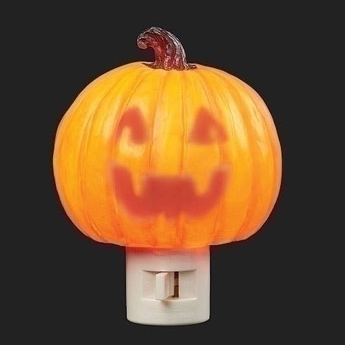 Roman - Wholesale Night Light - 4.5"H Jack-O-lantern Night Light; Reveal Face; Swivel Plug