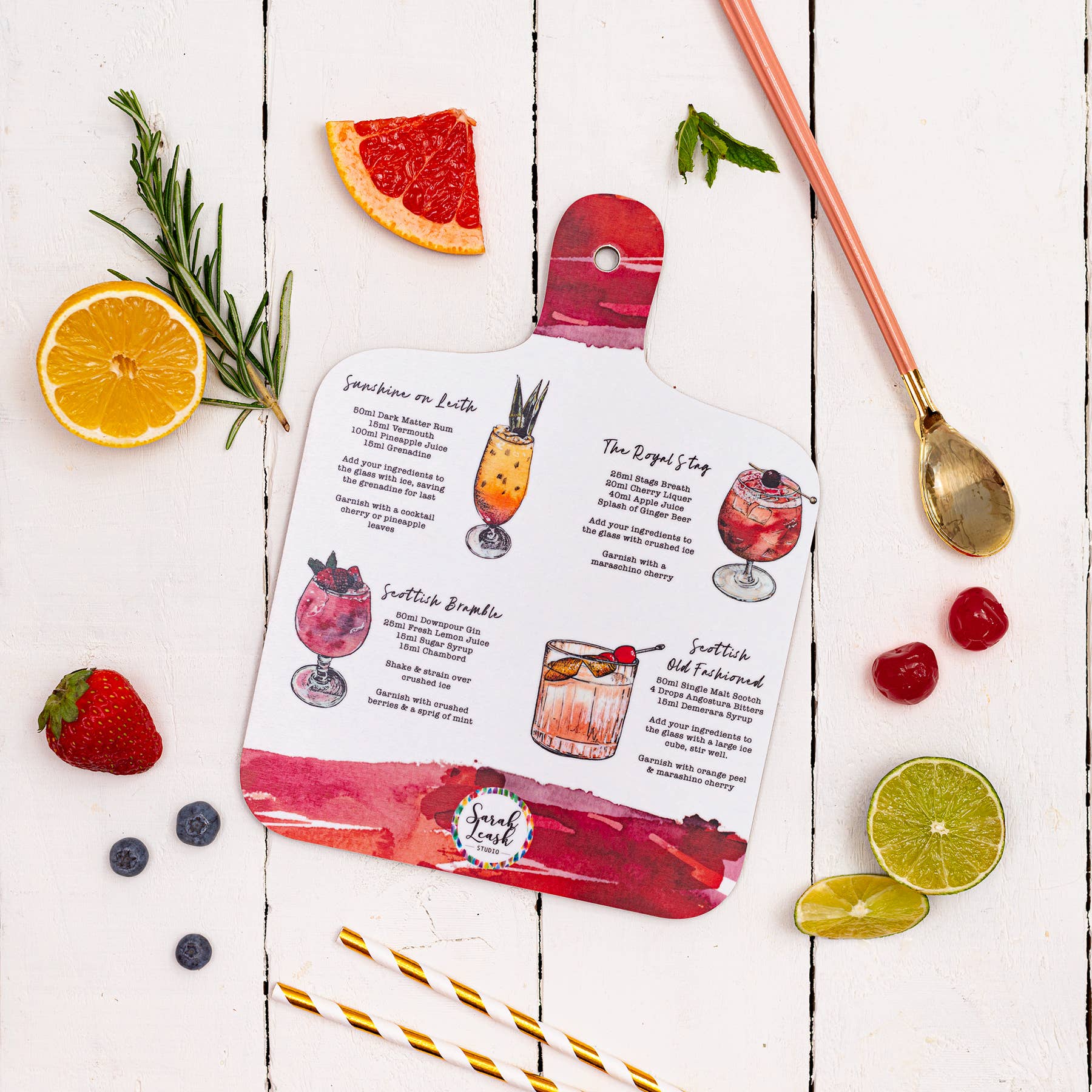 Sarah Leask Studio - Wholesale Cutting Board - Signature Scottish Cocktail Mini Chopping Board7