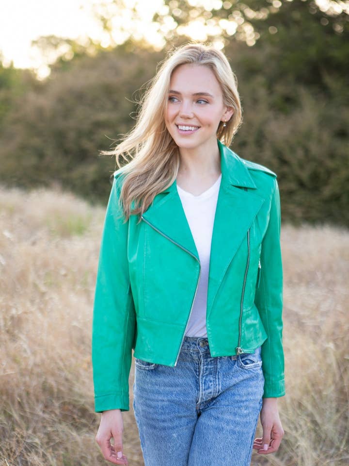 Korte jas van gewassen en gewaxt leer voor wholesale door 11Uptown