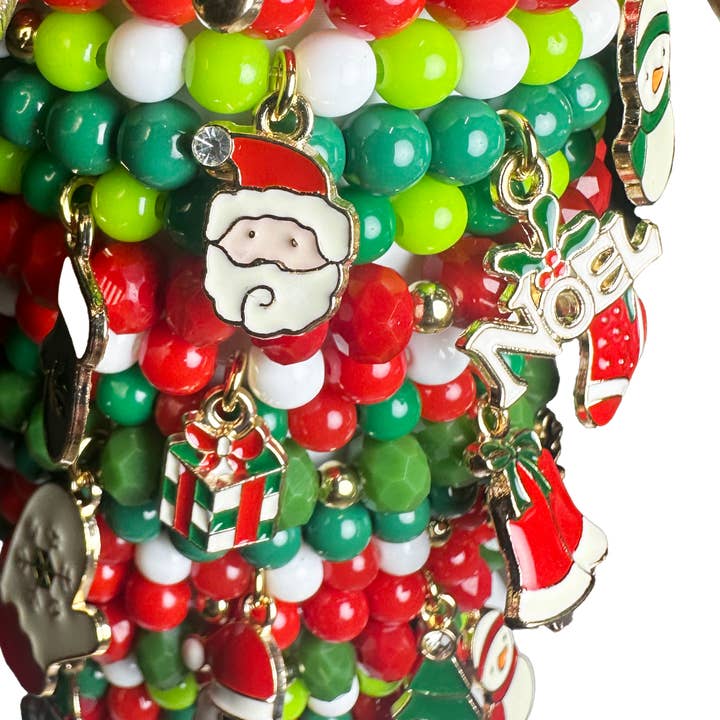 Stratus - Wholesale Beaded Bracelet - Kids - Holiday Fun Stretch Charm Bracelet Stack2