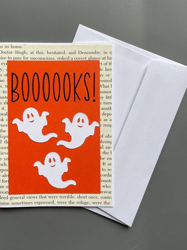 Halloween Book Greeting Card for wholesale by Upcycle Bookcycle