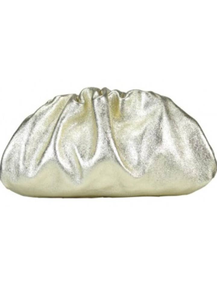 Cloud - Pochette elegante in pelle metallizzata laminata con tracolla a catena rimovibile per la vendita all'ingrosso da parte di Two Amicis