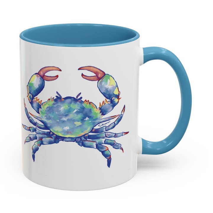 Tazze in ceramica bicolore con granchio blu per la vendita all'ingrosso da parte di Blue Cava